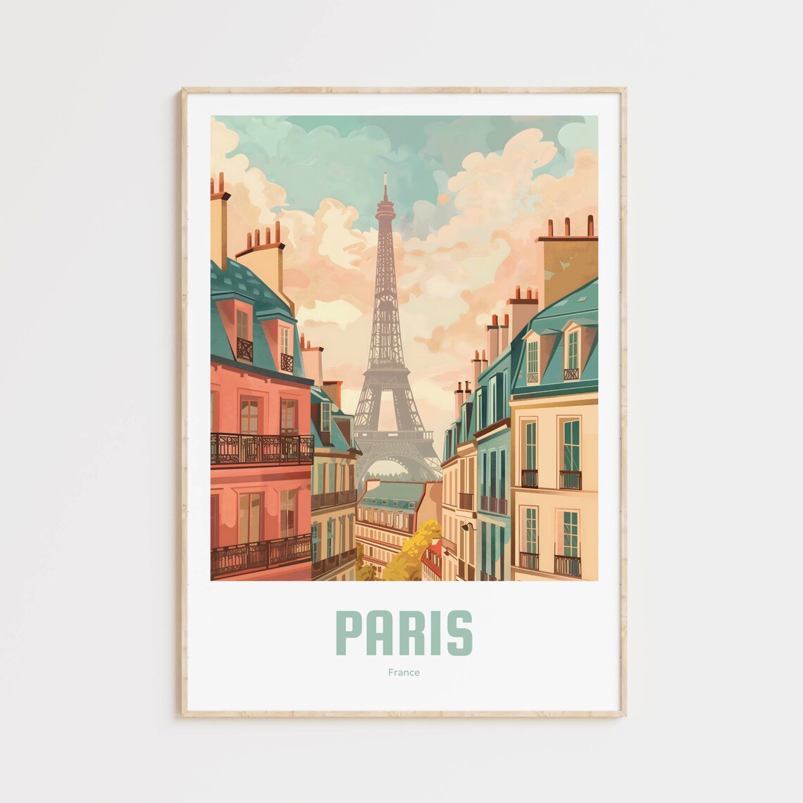 Paris Vintage Travel Poster, Retro Wall Art Print
