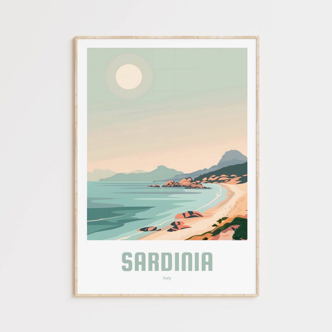 Sardinia Vintage Travel Poster, Retro Wall Art
