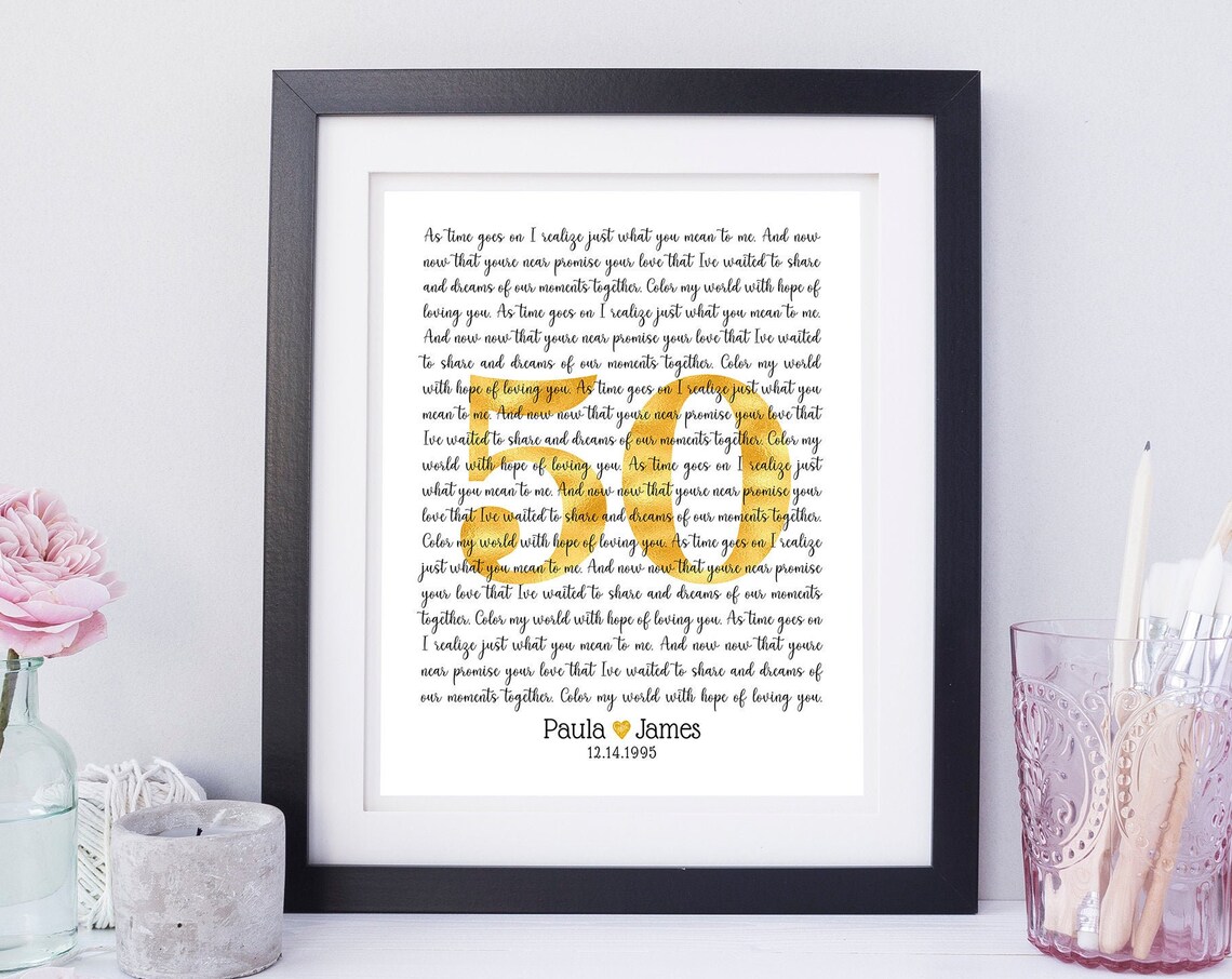 Golden 50th Anniversary Song Lyrics Number 50 Poster Paula James