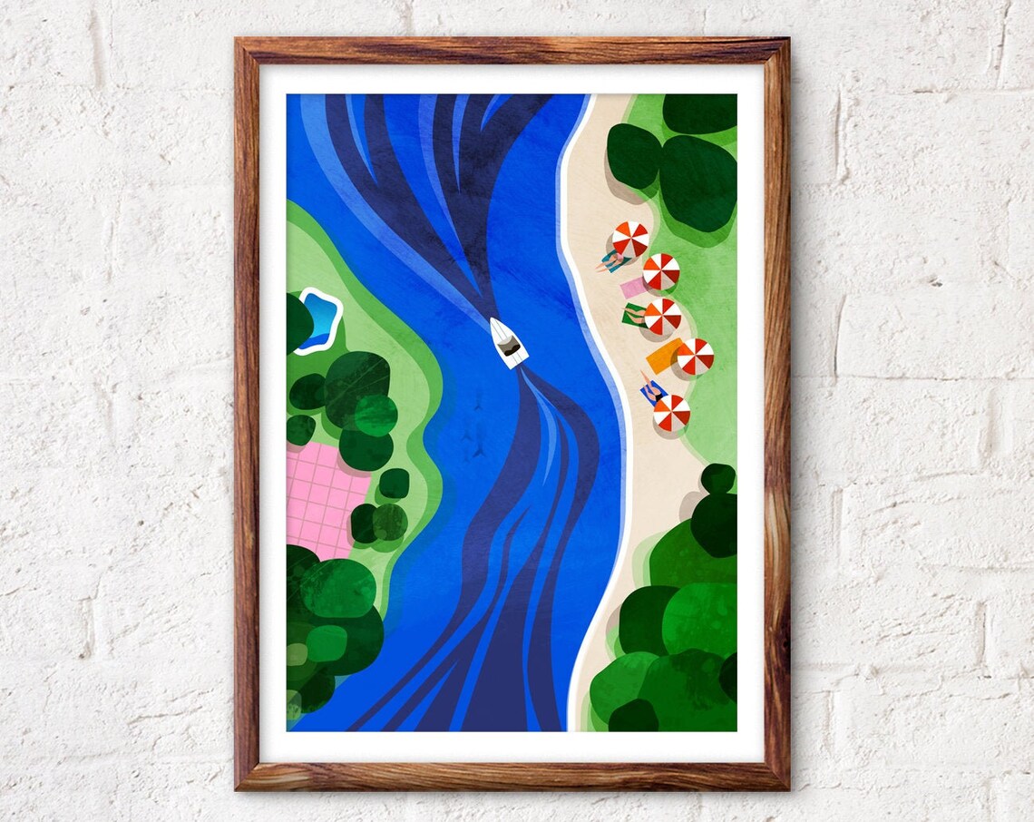 Summer Cruising Art Print, Seasonal Travel Poster - Image 4
