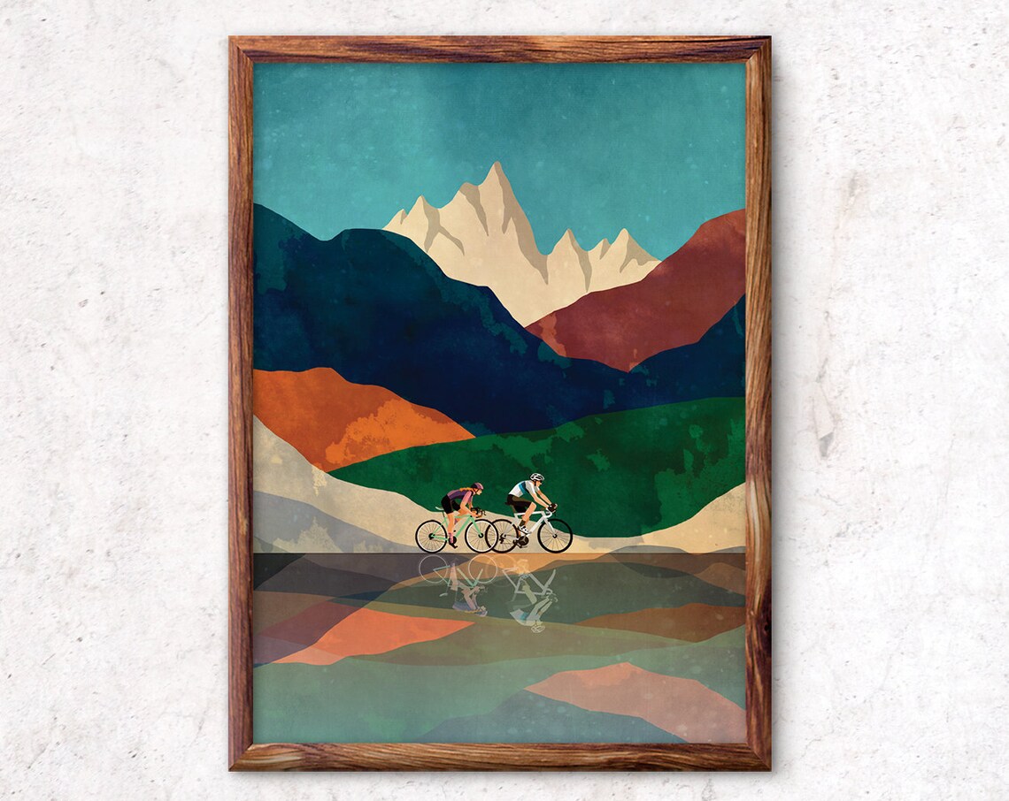 Cycling Couple Art Print, Gift For Cyclists