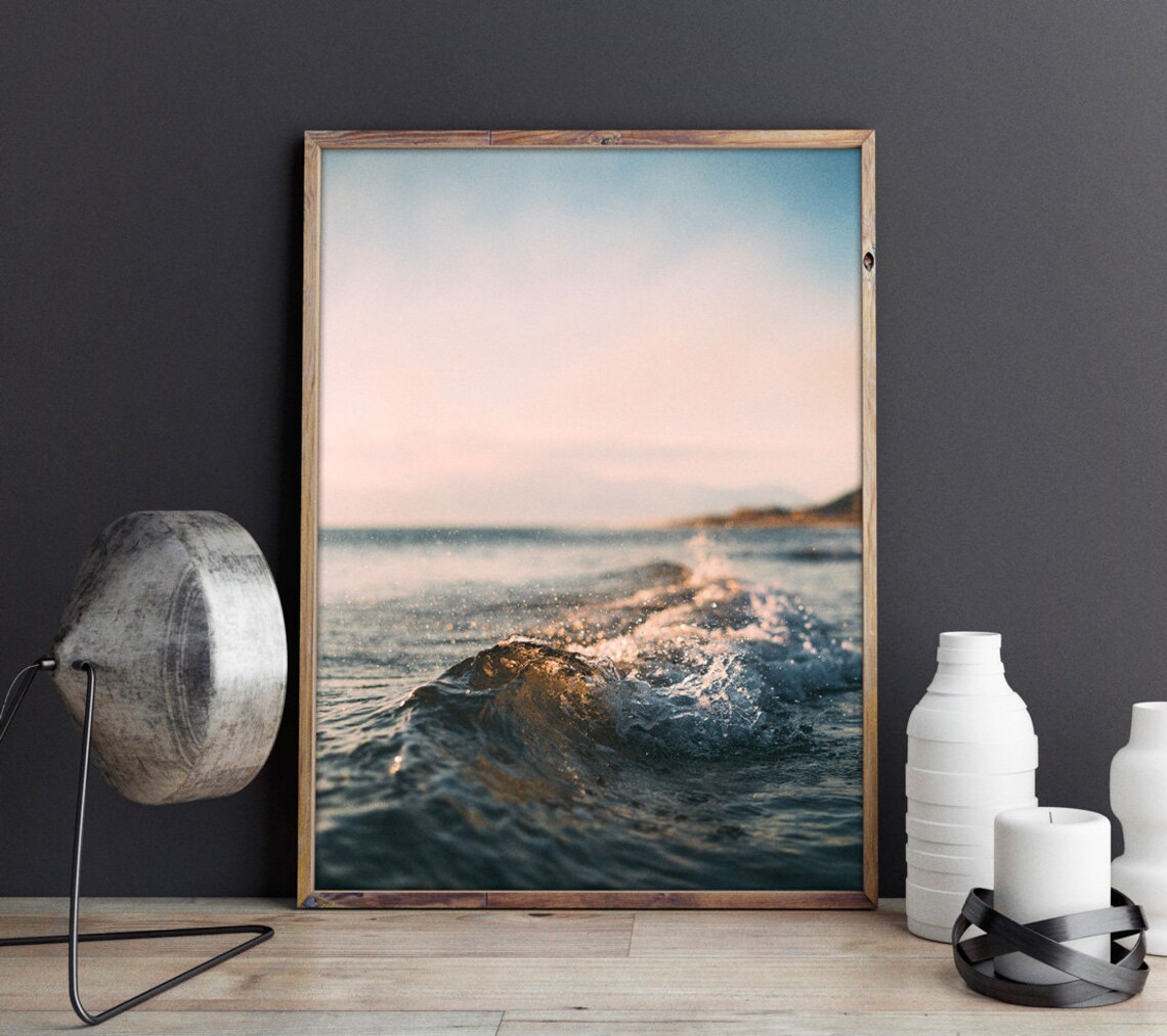Beach Sunset Ocean Wave Poster, Coastal Decor - Image 3