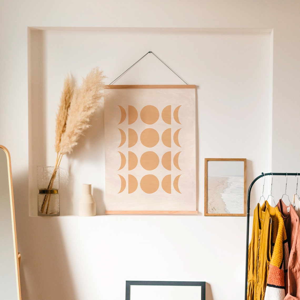 Beige Moon Phases Grid Lunar Cycle Boho Neutral Decor Poster - Image 4