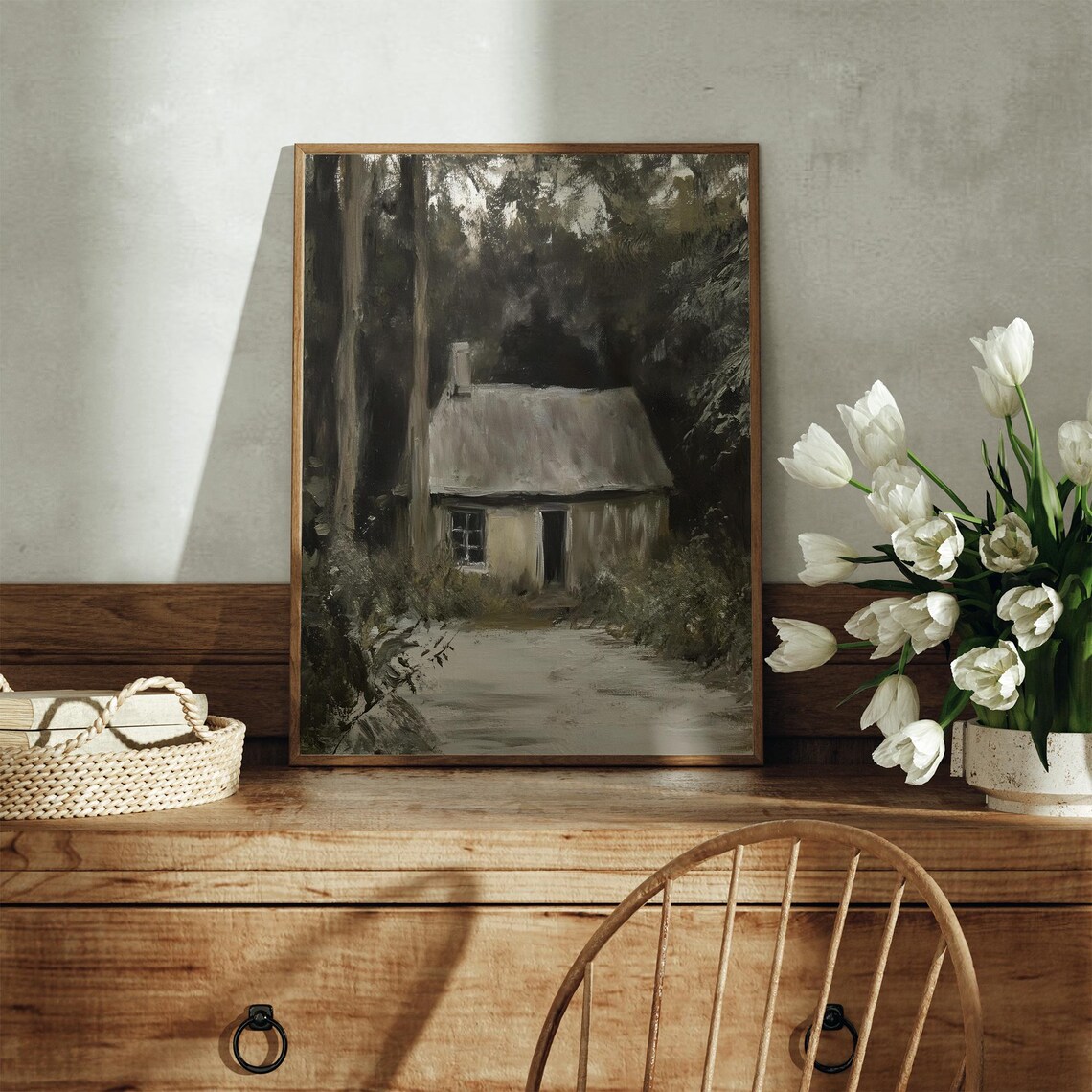 Vintage Cabin In The Woods, Moody Forest Path - Image 3