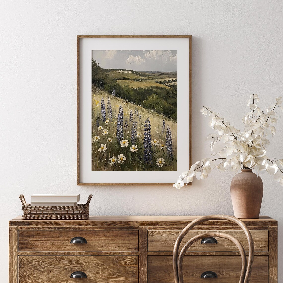 Purple Lupines And Daisies On Hillside Vintage Countryside Poster - Image 7