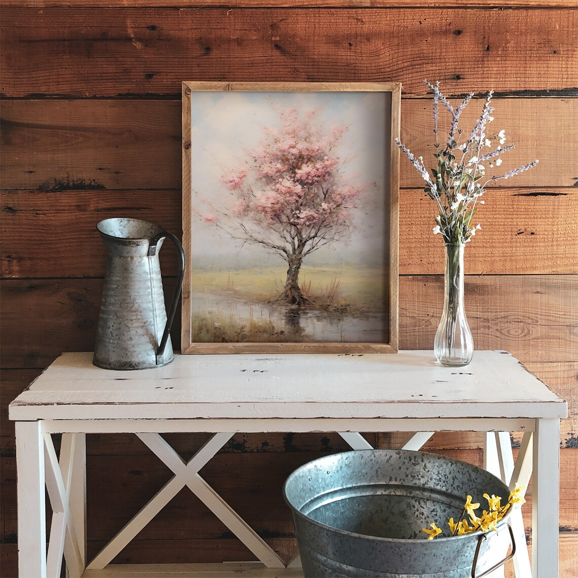 Spring Landscape Painting, Vintage Blossom Tree Art Print - Image 3
