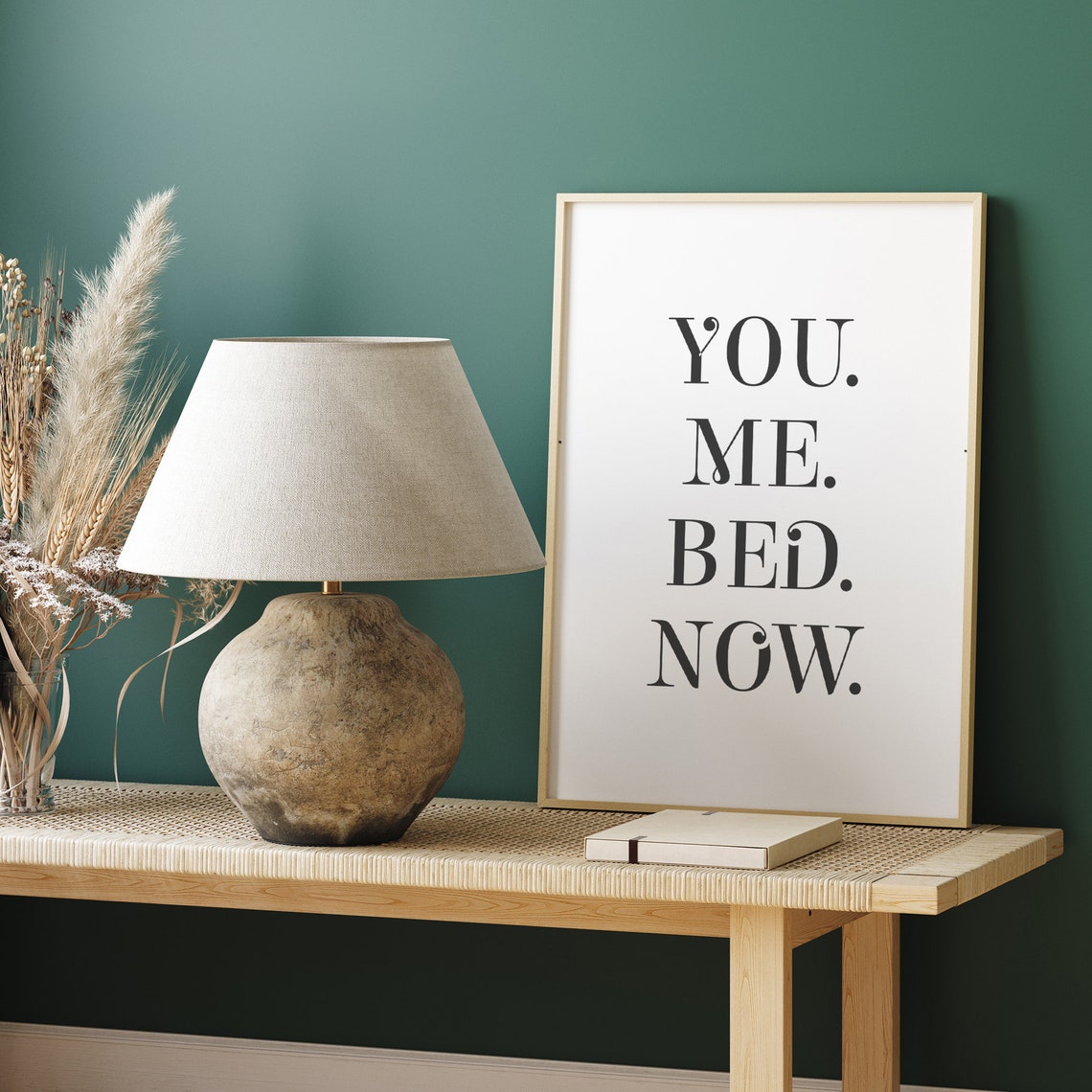 You Me Bed Now Bold Serif Bedroom Humor Typography Quote Poster - Image 4