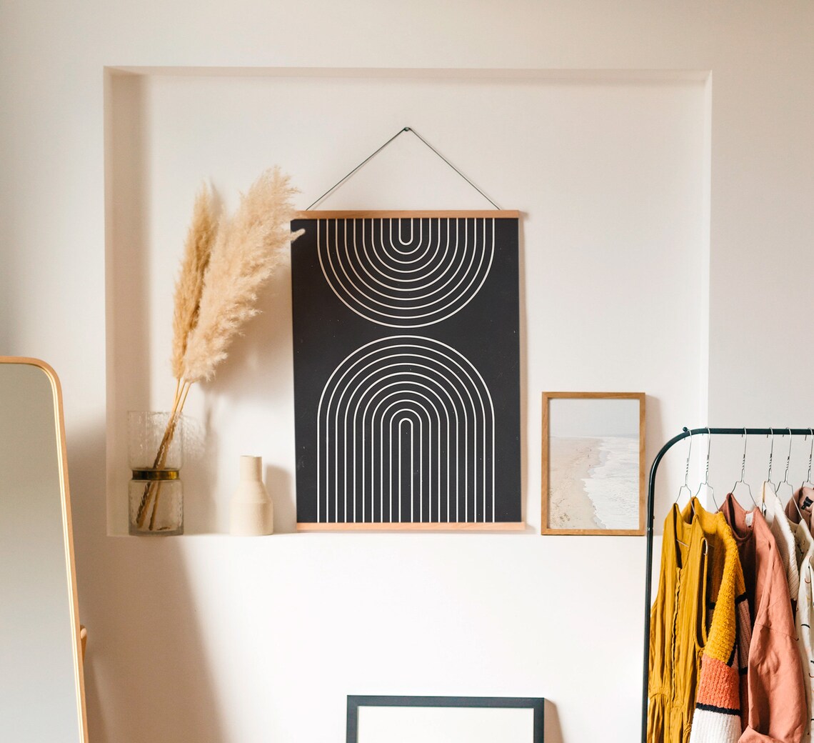 Abstract Shapes Rainbow Print, Mid-Century Modern - Image 3