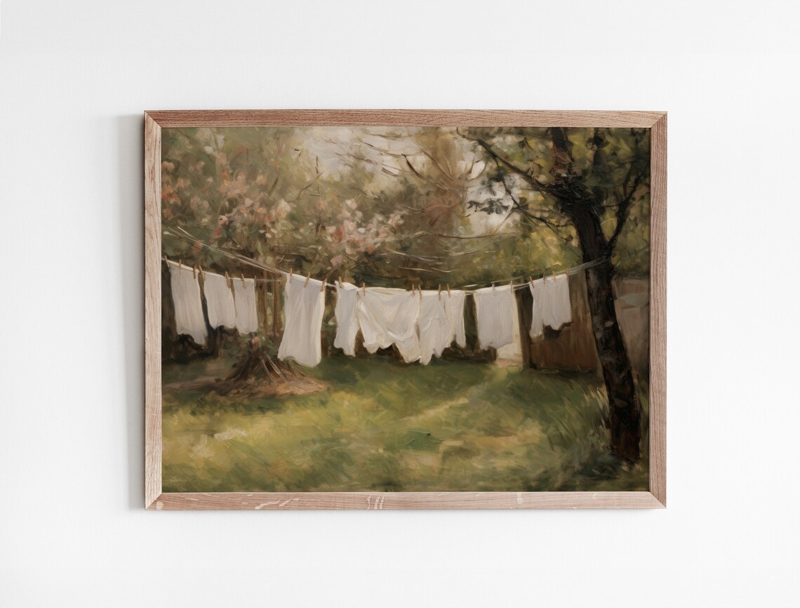 Antique Oil Painting Laundry Room Wall Art Print - Image 3