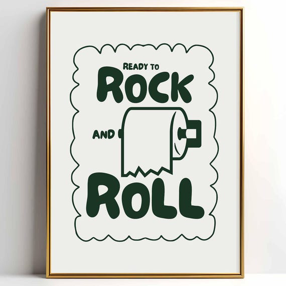 Ready To Rock And Roll Instant Bathroom Poster Funny Bathroom Decor Toilet Art Toilet Poster Pun Art Funny Toilet Print Funny Art