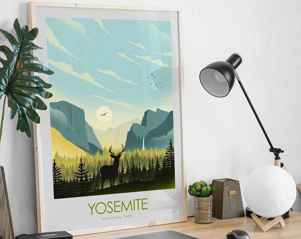 Yosemite Minimalist Travel Poster, National Park Art Print - Image 3