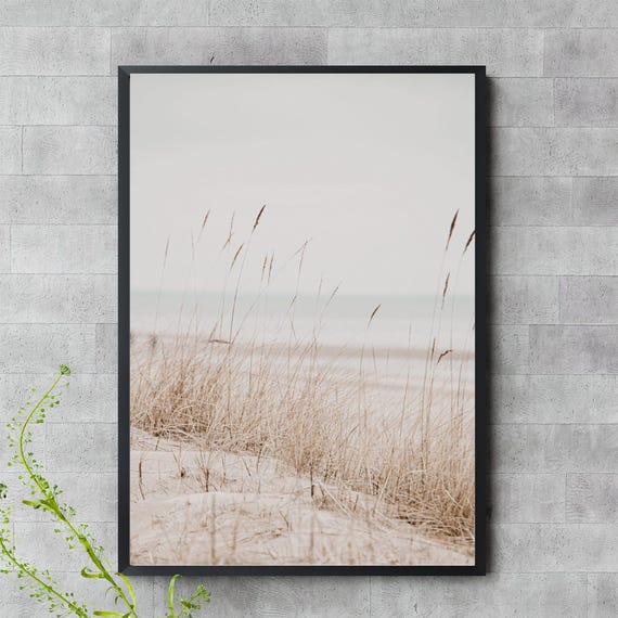 Coastal Dunes Beach Grass Wall Art Minimalist Ocean Print