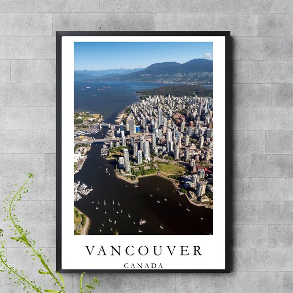 Vancouver Cityscape Poster Canada Aerial View Wall Art