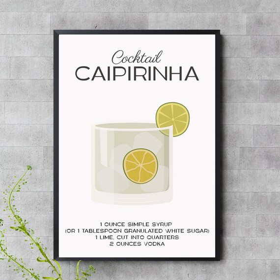Caipirinha Cocktail Poster With Simple Syrup Lime And Vodka Recipe