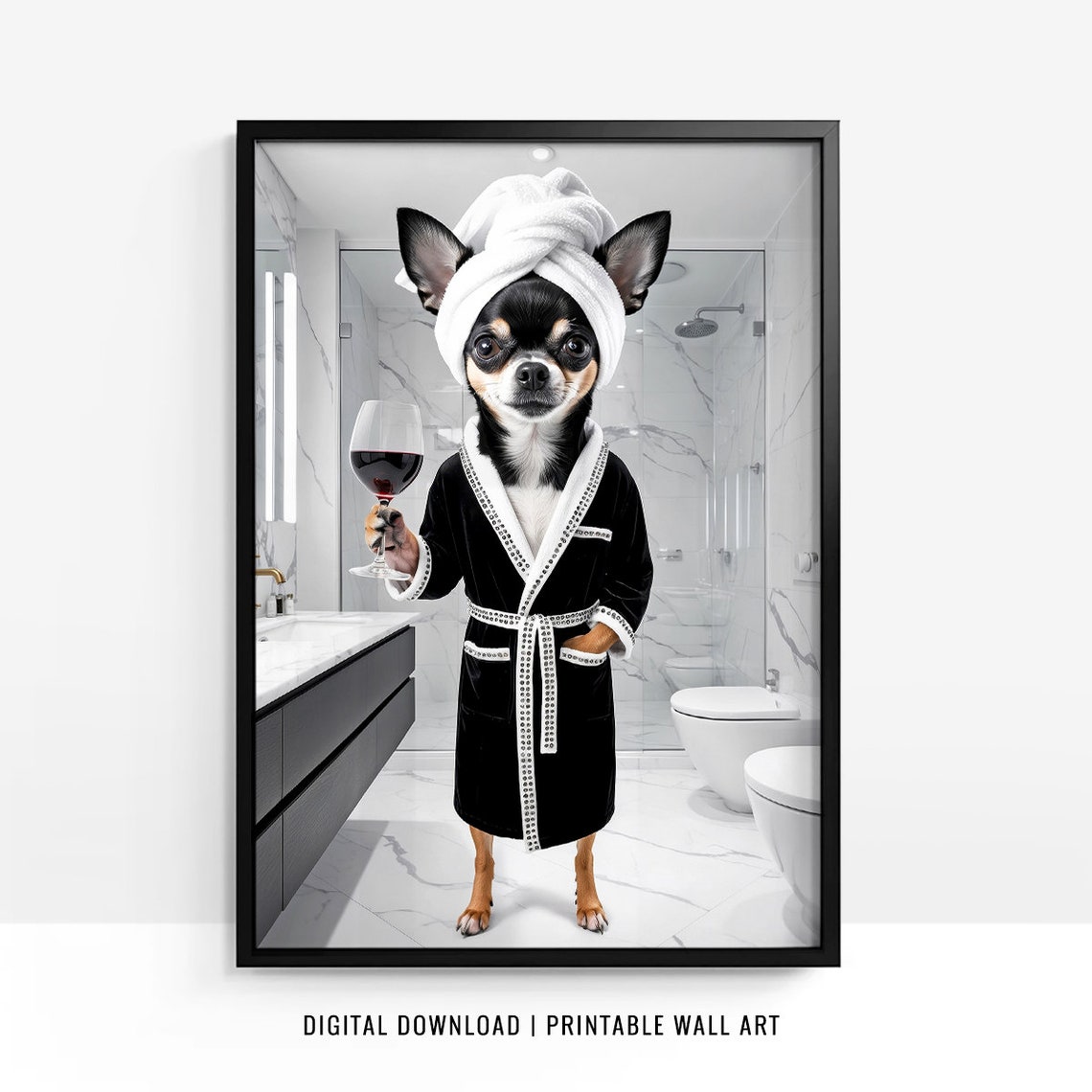 Chihuahua Wall Art Chihuahua Toilet Print Chihuahua Poster Funny Bathroom Decor Chihuahua Print Chihuahua Dog Gift