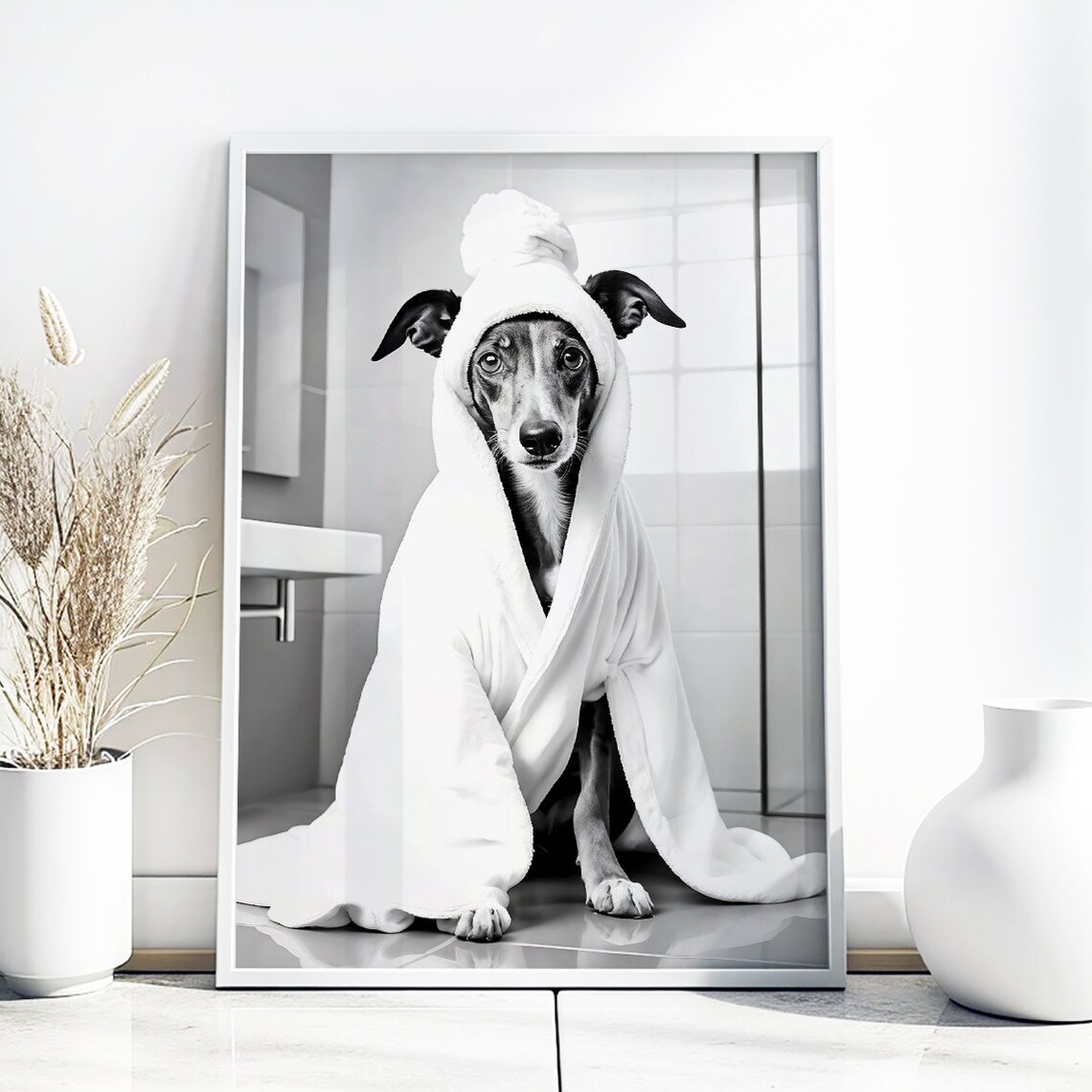 Greyhound Funny Bathroom Decor, Dog Gift Poster - Image 3
