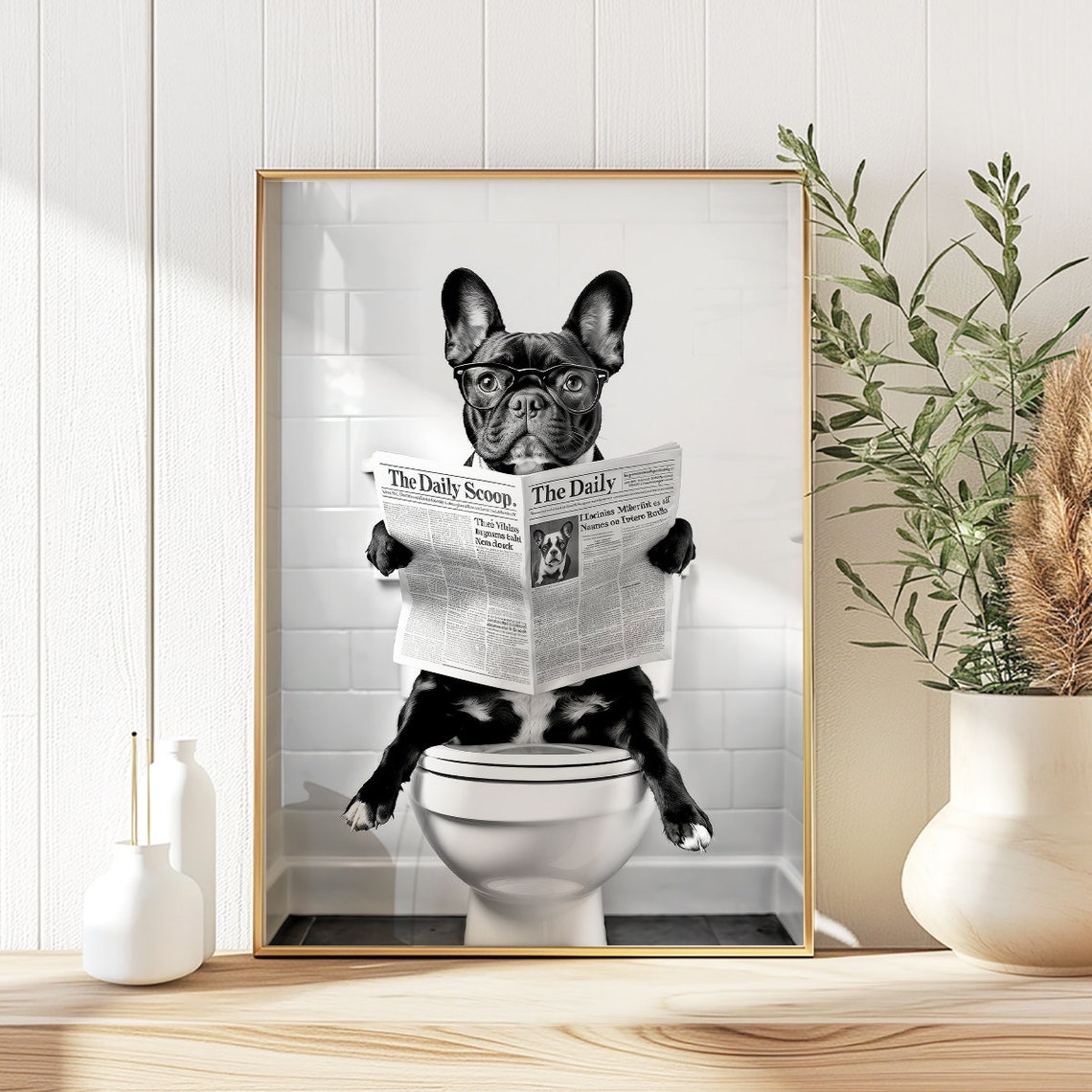 French Bulldog Wall Art Frenchie Toilet Print Frenchie Poster Funny Bathroom Decor French Bulldog Print Dog Gift - Image 3