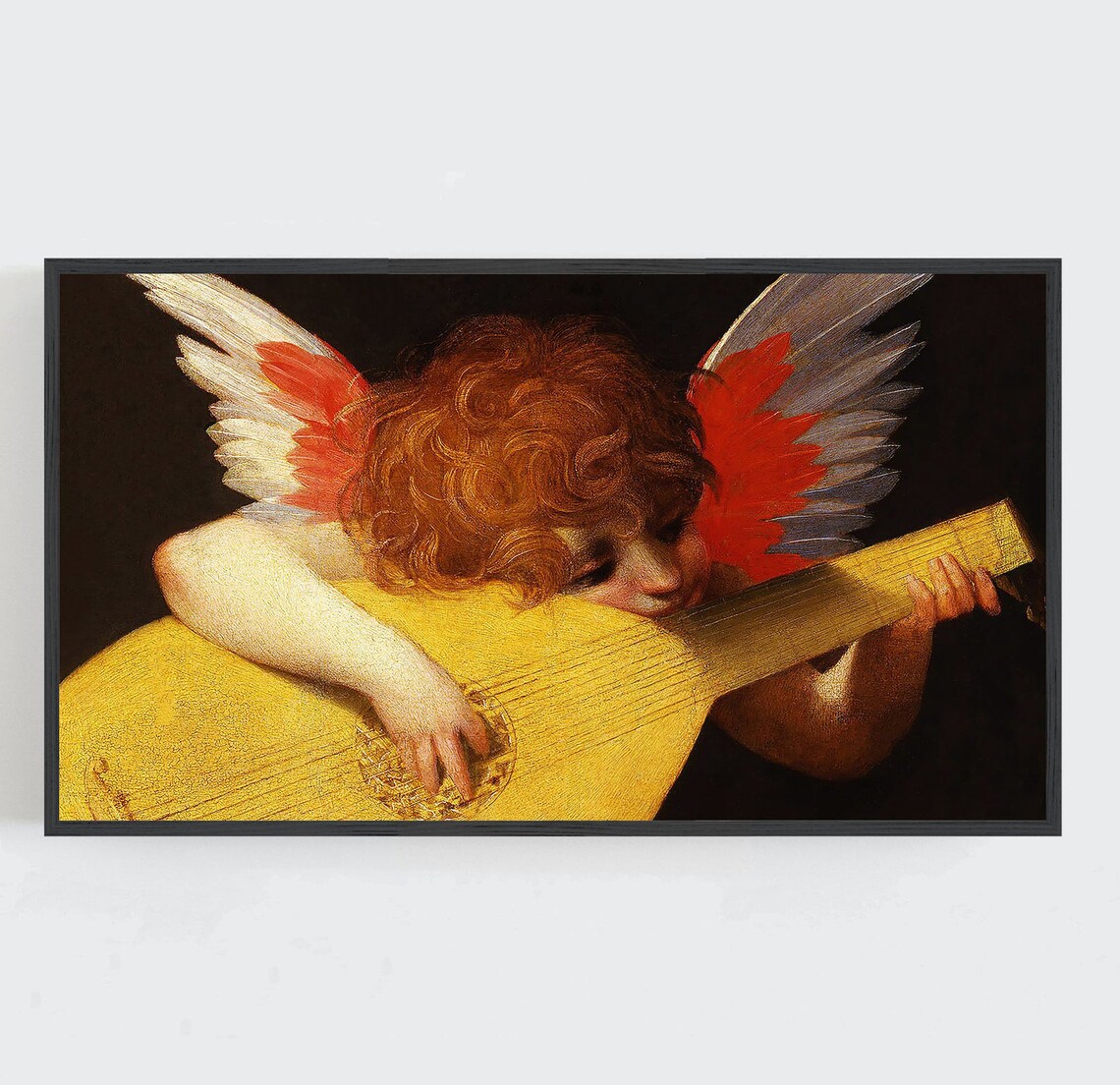 Cherub Playing Lute Renaissance Angel Music Oil Painting Wall Art