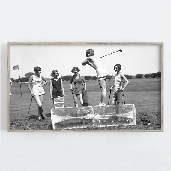 Golf Frame Tv Art Lady Golfers Black And White Art Vintage Wall Art Golf Wall Art Frame Tv Art