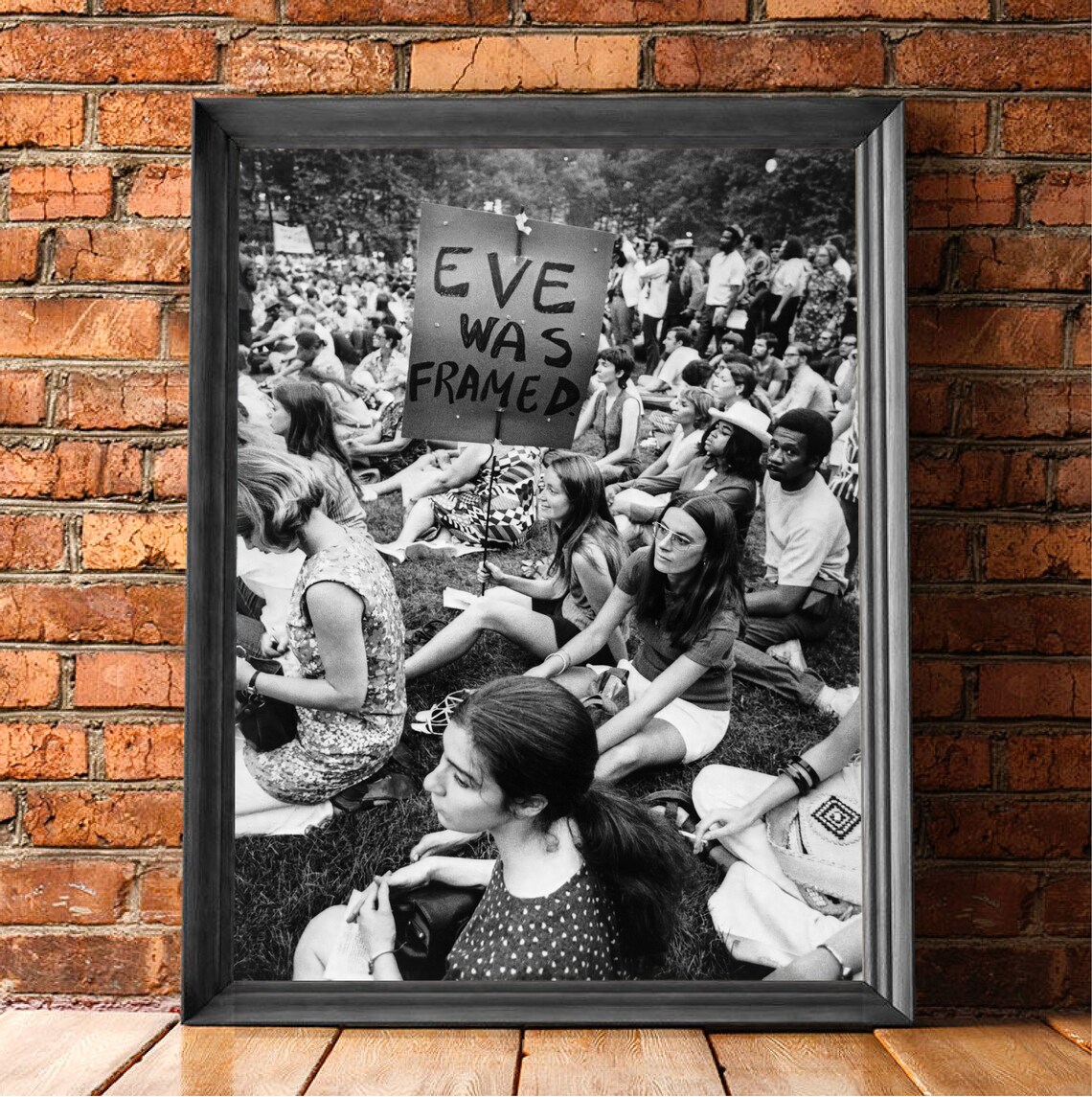 Women Protest Vintage Black and White Art Print - Image 2