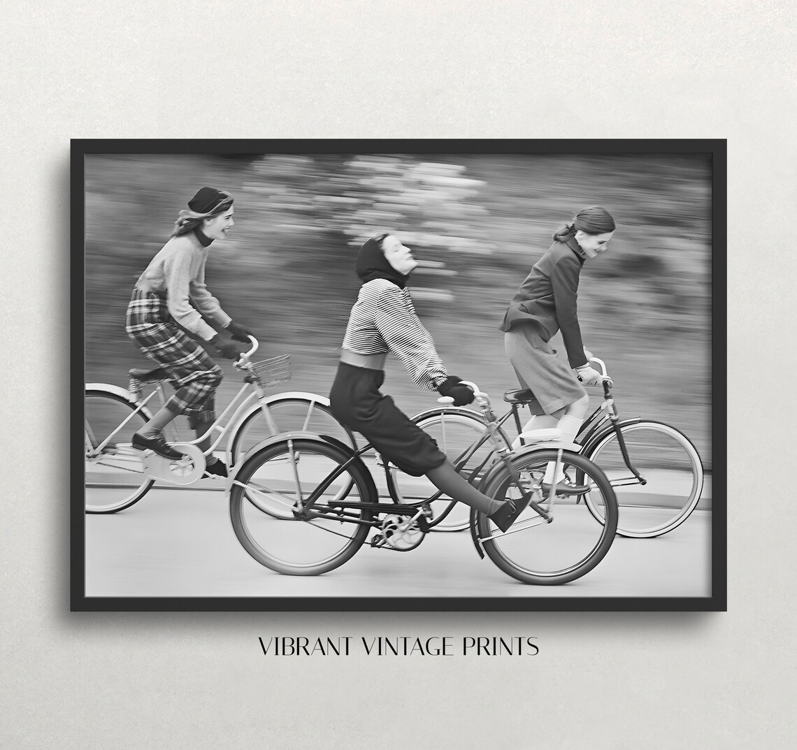 Bicycle Wall Art, Vintage Black and White Art