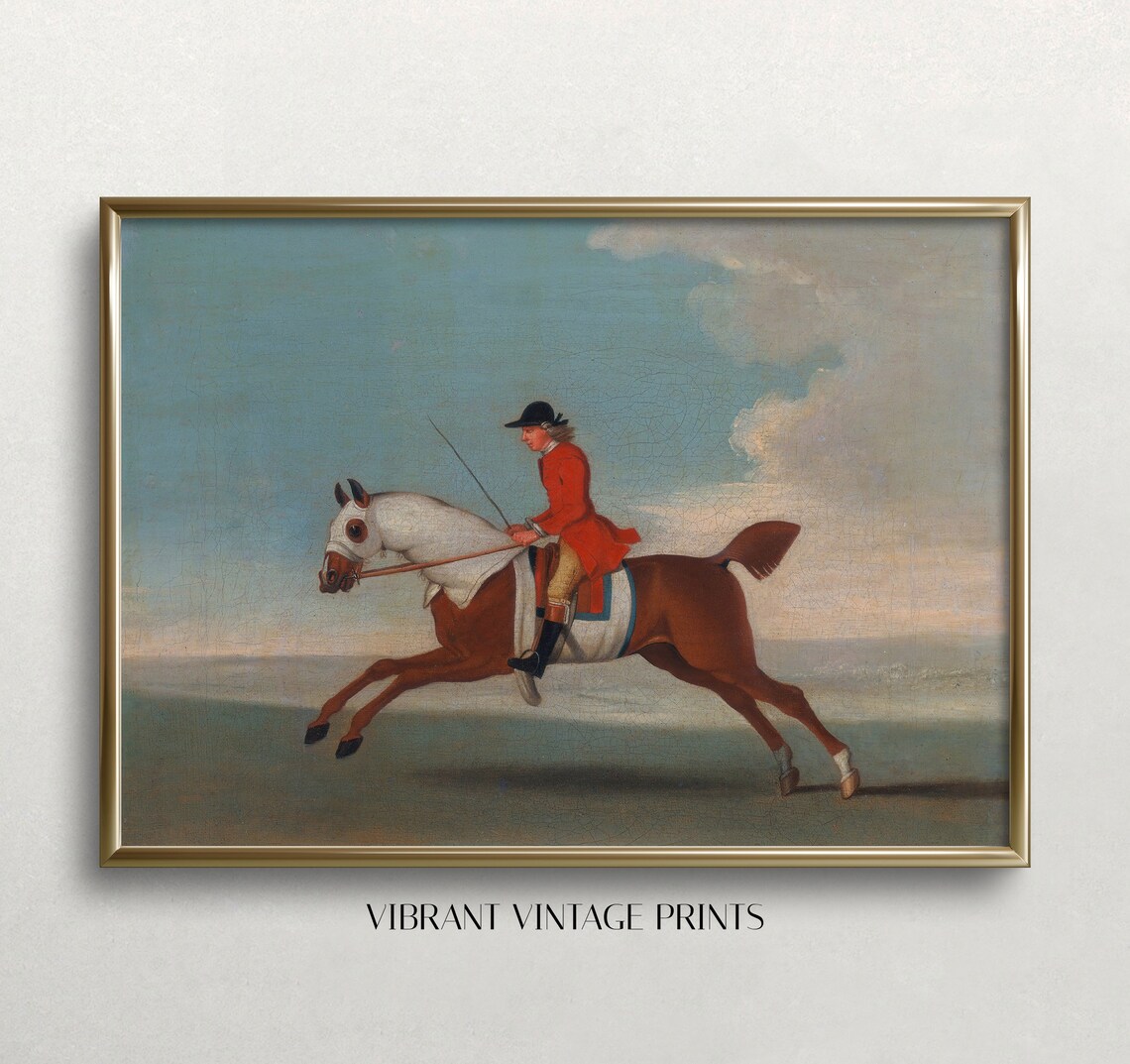 Vintage Horseback Rider Art Print, Equestrian Decor
