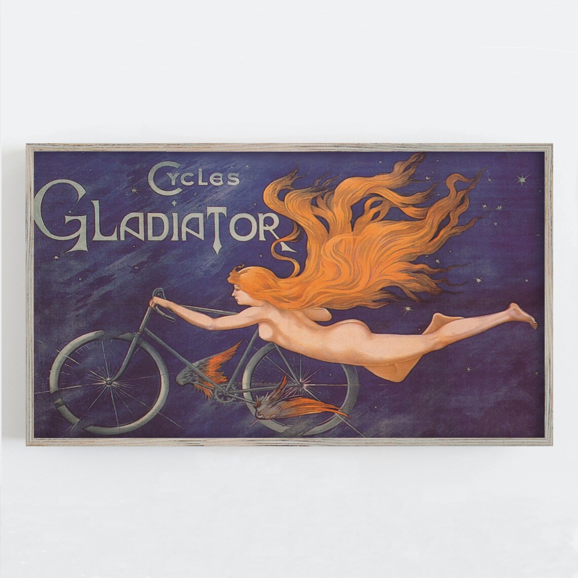 Lady Godiva Bicycle Vintage Wall Art, Art Print