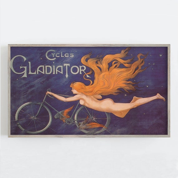 Lady Godiva Bicycle Vintage Wall Art, Art Print