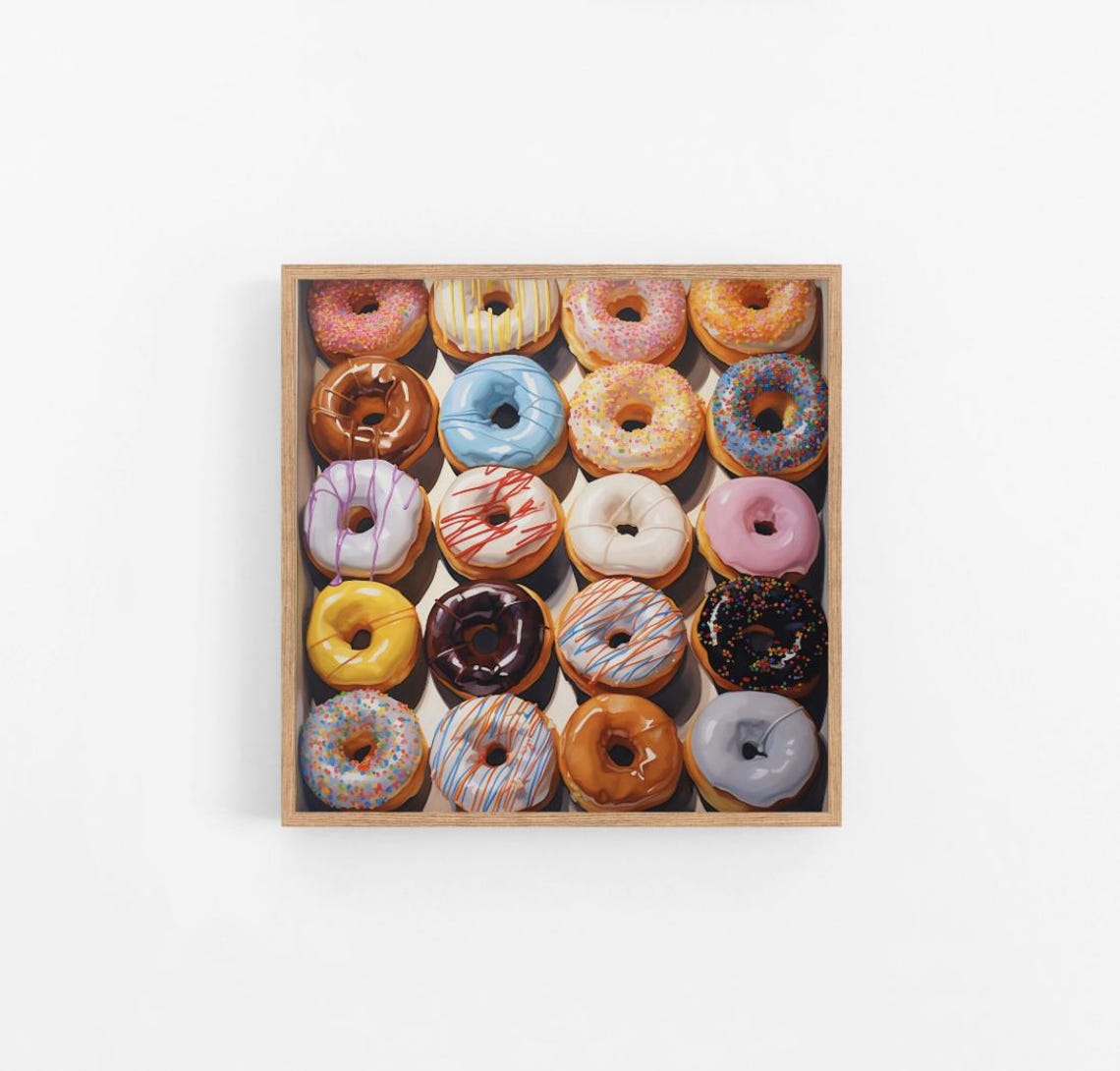 Box of Twenty Glazed Donuts Colorful Food Illustration Poster - Image 3