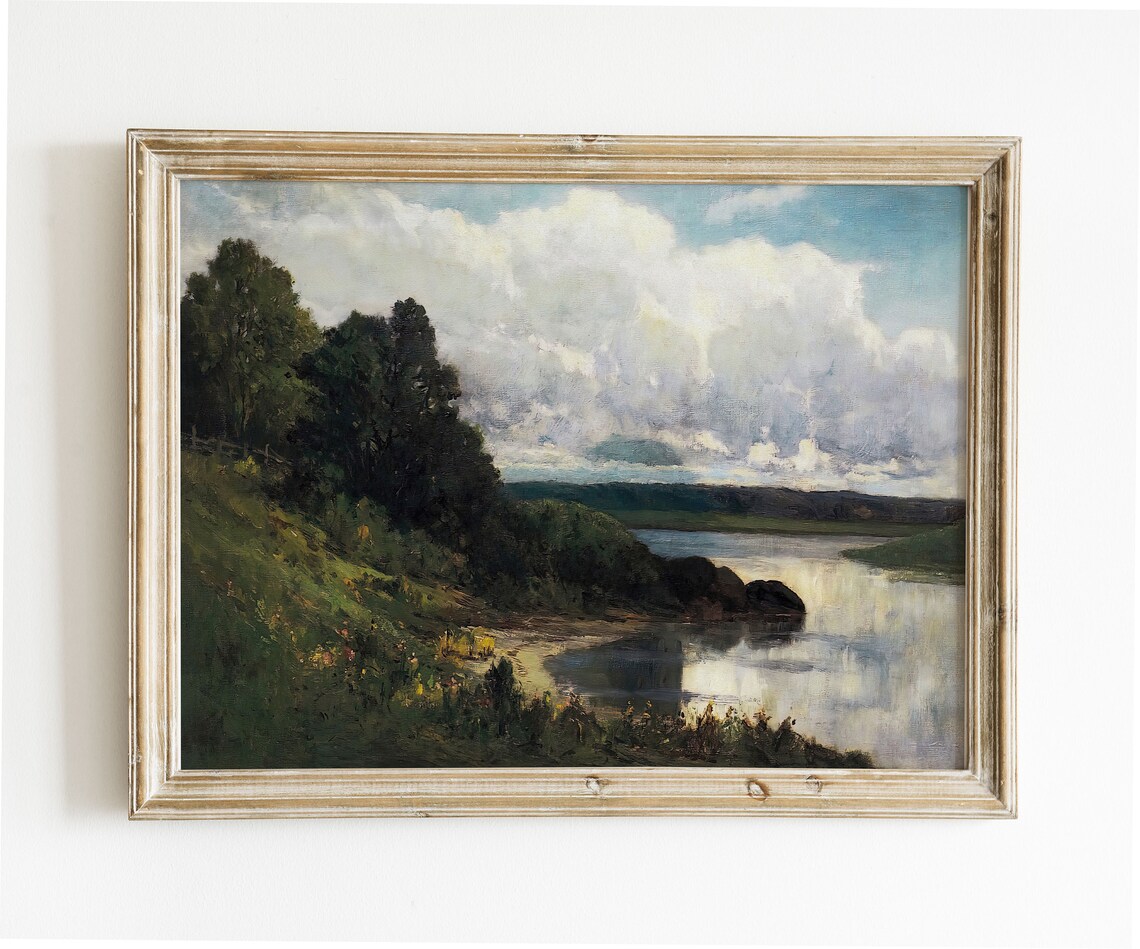 River Landscape, Vintage Neutral Wall Art Print - Image 5