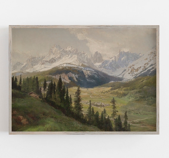 Mountain View Landscape Vintage Wall Art Print