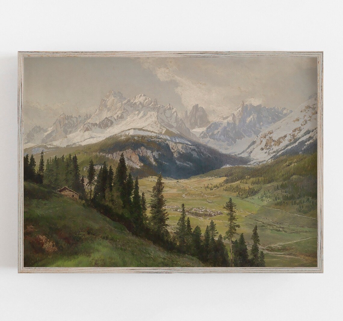 Mountain View Landscape Vintage Wall Art Print