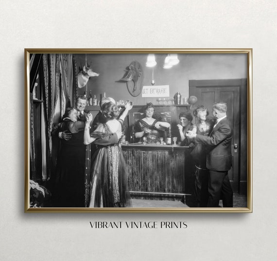 Wild West Wall Art Black And White Art Vintage Wall Art Old Photo Bar Cart Decor Dancing At Saloon Wall Art