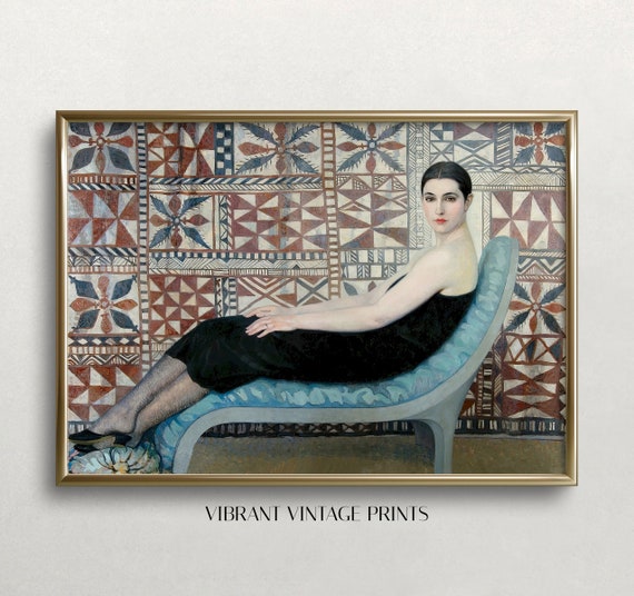Woman Relaxing Vintage Wall Art Woman Portrait Dark Moody Art Victorian Wall Art Wall Art 419