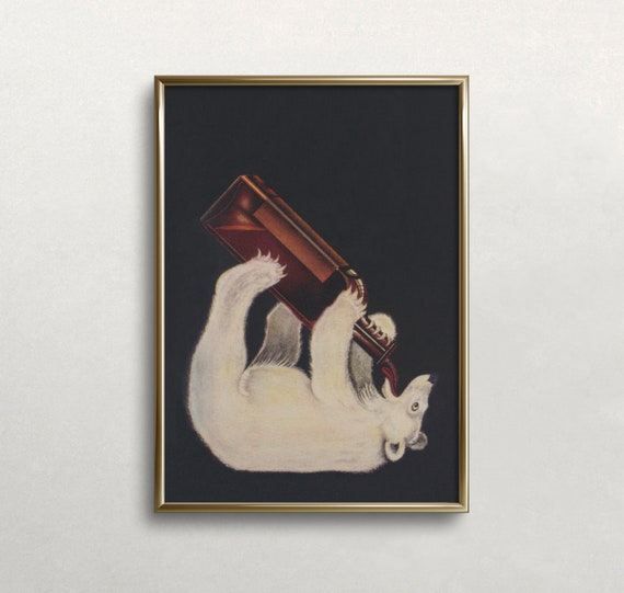 Polar Bear Vintage Poster, Bar Wall Decor