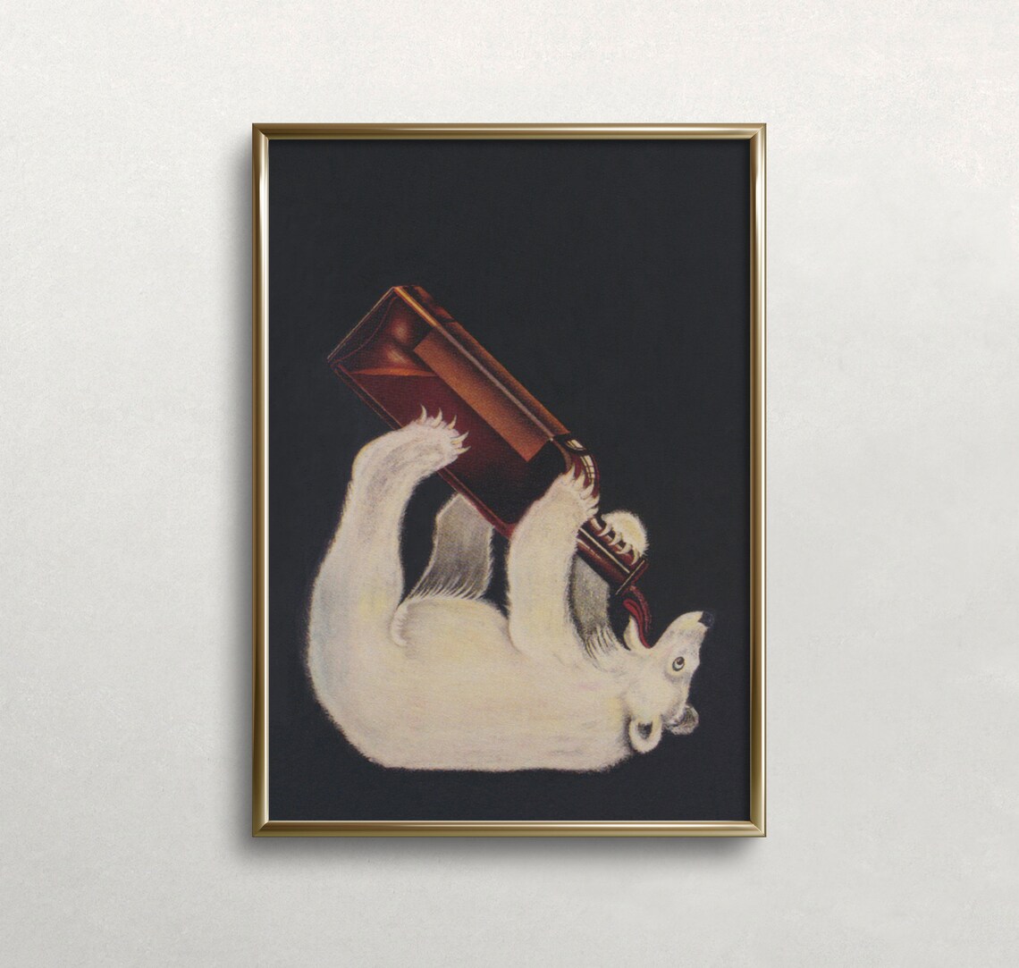Polar Bear Vintage Poster, Bar Wall Decor