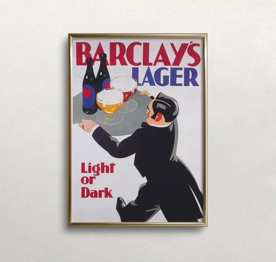 Beer Wall Art Bar Cart Decor Vintage Wall Art Waiter And Beer Beverage Wall Art Vintage Beer Poster Wall Art