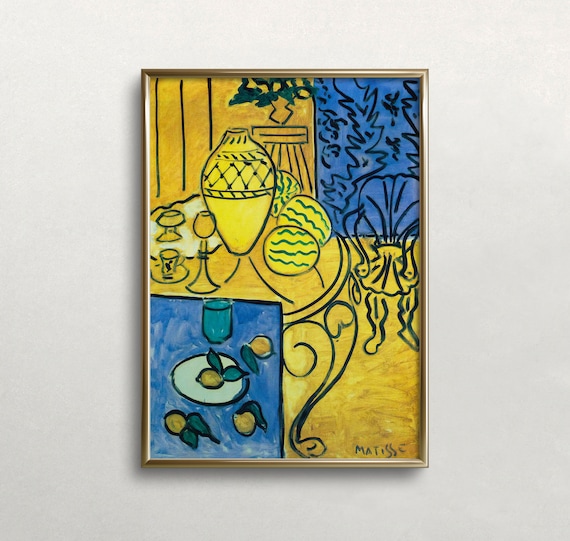 Matisse Interieur Jaune Et Bleu Yellow Blue Interior Art Poster