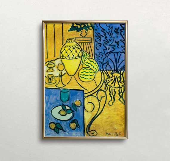 Matisse Print Interieur Jaune Et Bleu Vintage Wall Art Abstract Wall Art Colorful Wall Art Wall Art