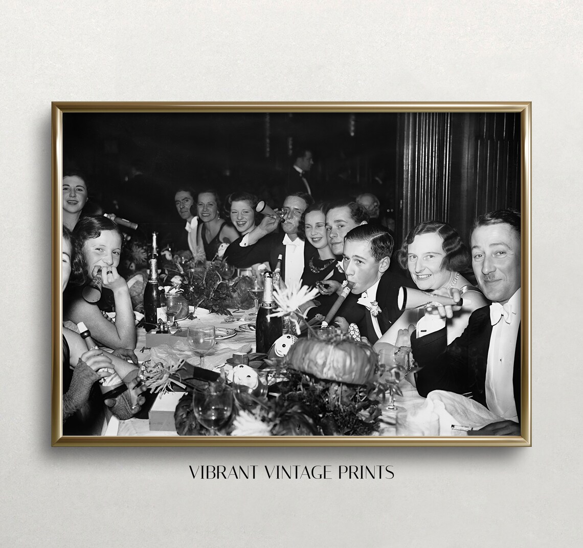 New Years Eve 1930s Party Black and White Vintage Photo Wall Art