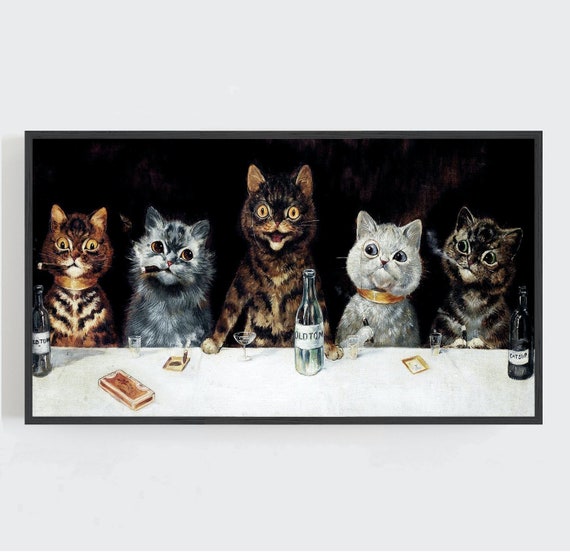Cats Vintage Wall Art, Funny Cat Art Print