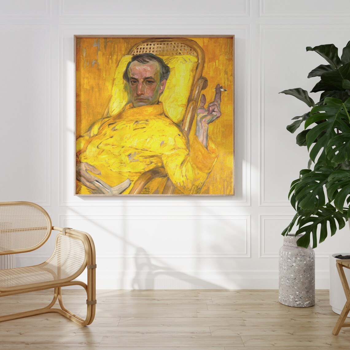 Vintage Man With Cigarette Portrait, Eclectic Art Print