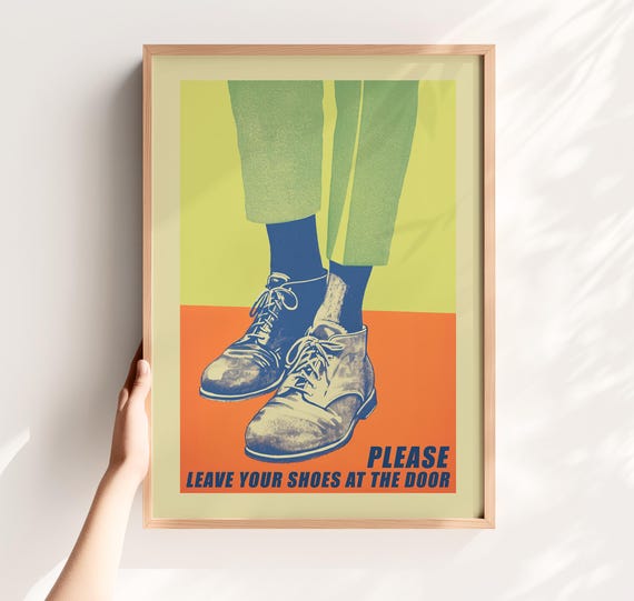 Funny Entryway Print Retro House Rules Please Leave Shoes