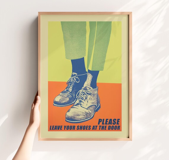 Please Leave Your Shoes At The Door Print Retro Entryway House Rules