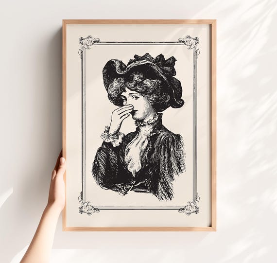Stinky Bathroom Art Vintage Nose Pinch Portrait Funny Toilet Decor Print Restroom Wall