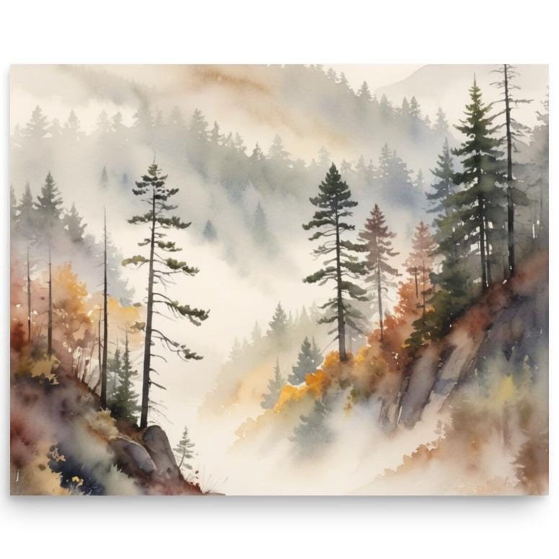 Great Smoky Mountains North Carolina Watercolor Art Print