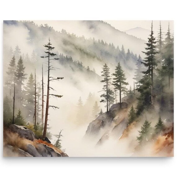 Appalachian Mountains Watercolor Art Print, Smoky Mountains