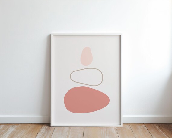 Minimalist Pink Abstract Wall Art Print Soft Blush Boho Geometric Poster Modern Scandinavian Decor Jpg