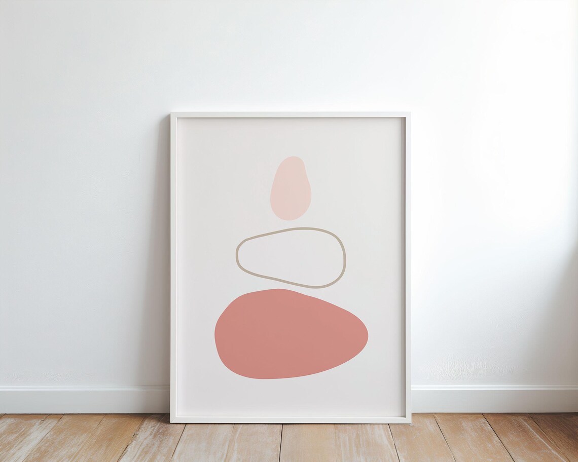 Minimalist Pink Abstract Wall Art Print Soft Blush Boho Geometric Poster Modern Scandinavian Decor Jpg