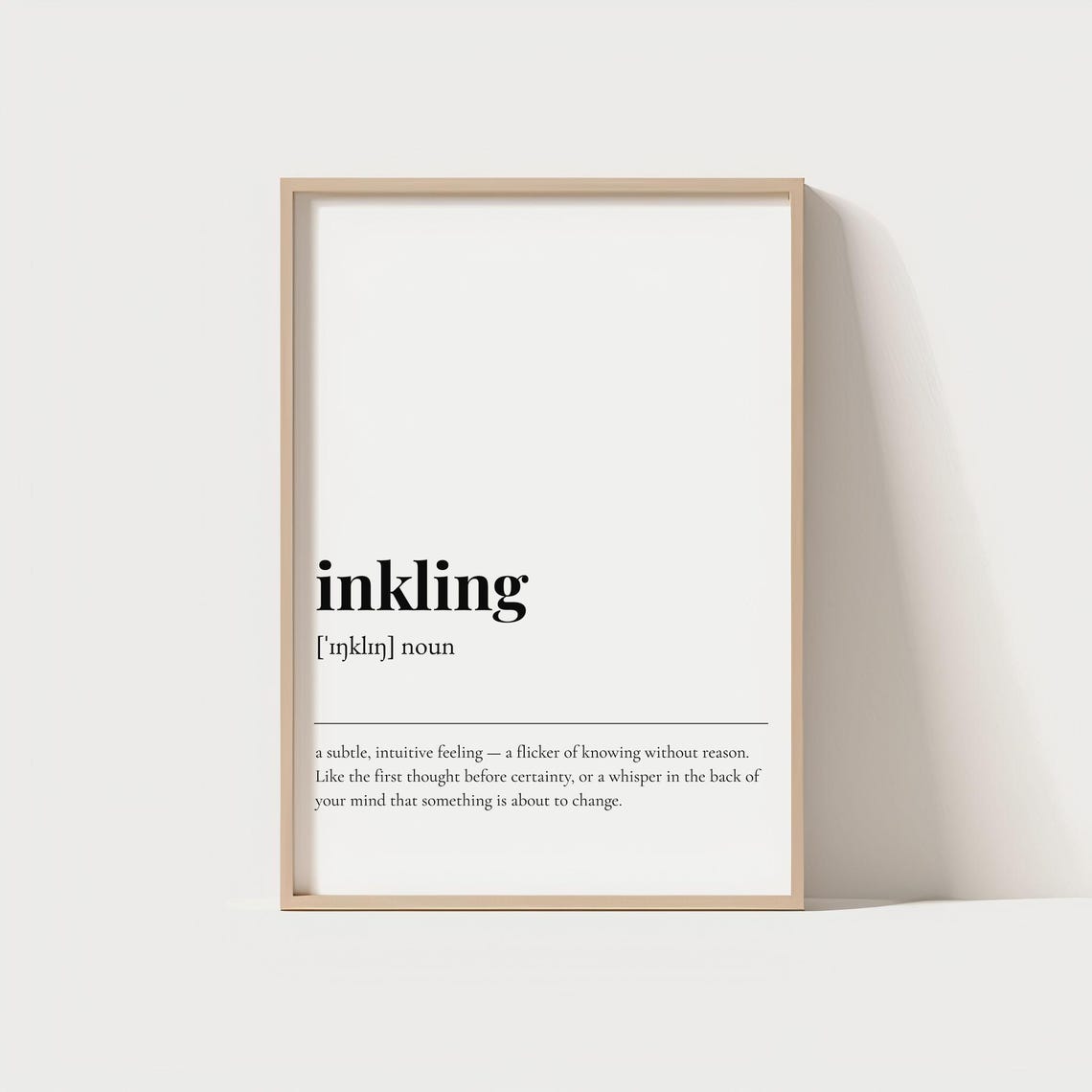 Inkling Definition Dictionary Typography Quote Minimalist Poster